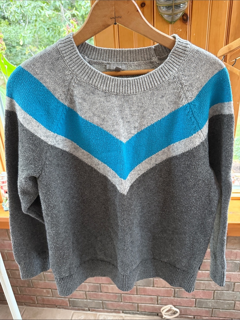 Women’s Grey and Blue Chevron Knit T by Talbots Sweater